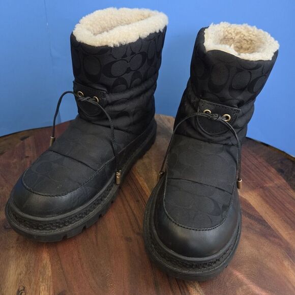 COACH Kailee Shearling Lined Cold Weather Boots Black Women's 7.5 MSRP $325 - Picture 12 of 13